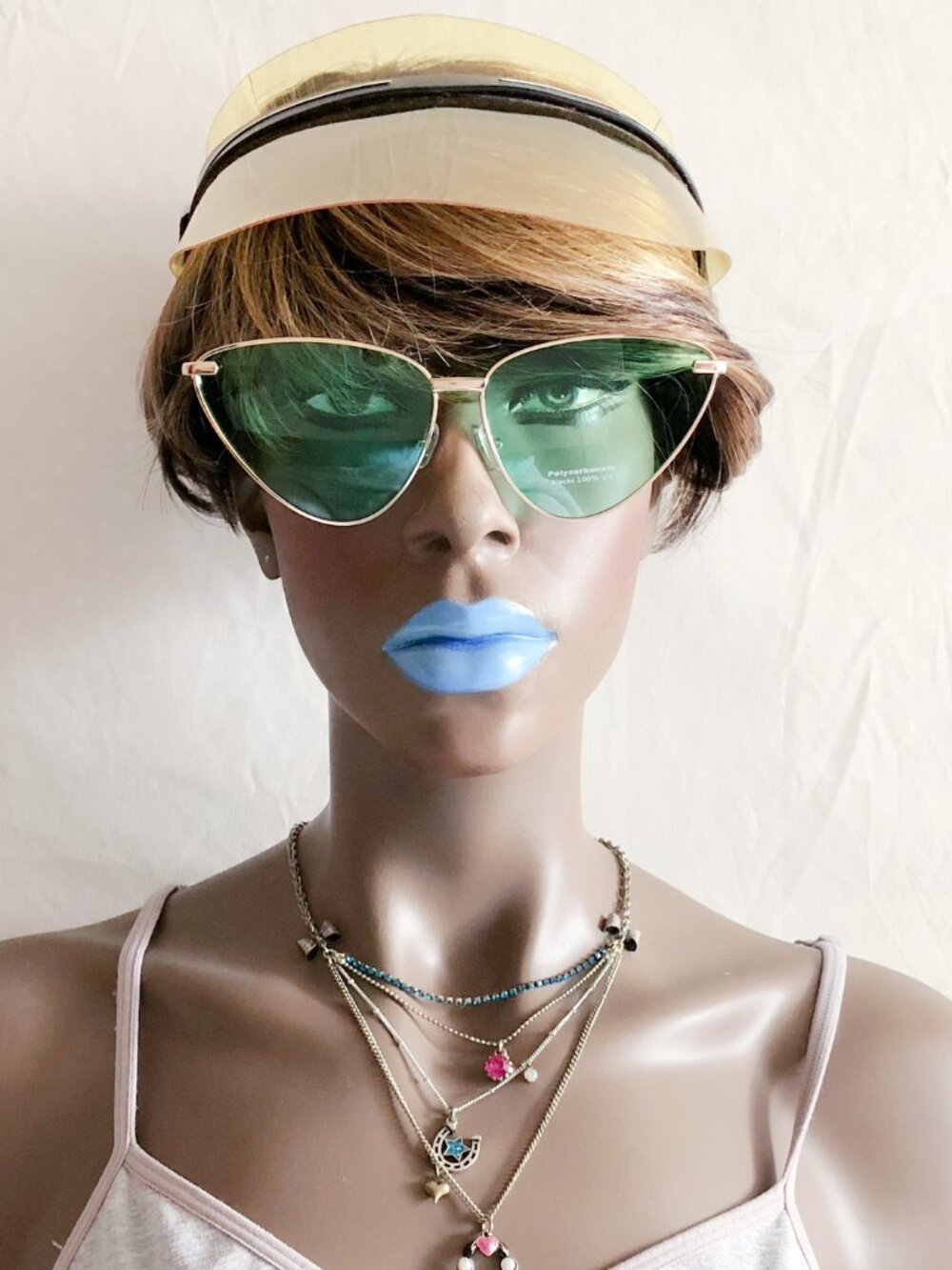 Green Oversized Triangle Cat Eye Sunglasses